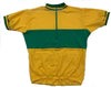 Merino Wool Cycling Jersey - Short Sleeve - Green Gold Green Collar and Cuff